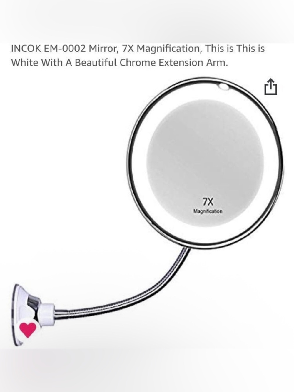 7X Magnification Round Makeup Mirror in Chrome